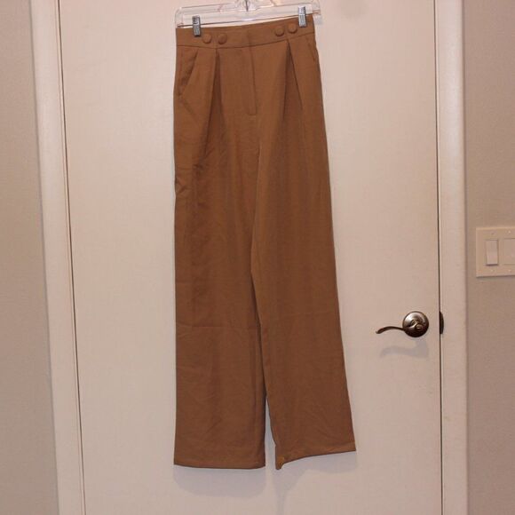 4TH Reckless Tan High Rise Wide Leg Dress Pants Women's Size S - Picture 2 of 10
